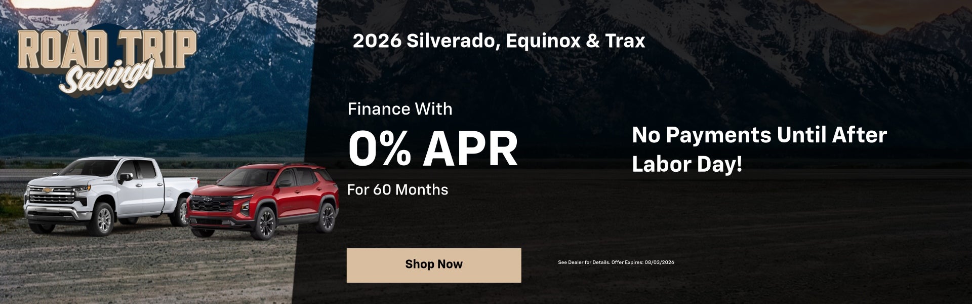2026 Silverado, Equinox & Trax - 0% APR Finance Offer